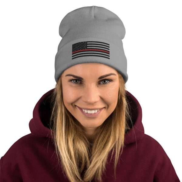 Red Lives Matter Beanie_Front Grey