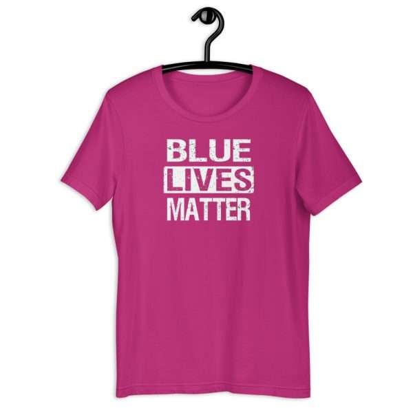 Blue Lives Matter Text Tee_Front Berry