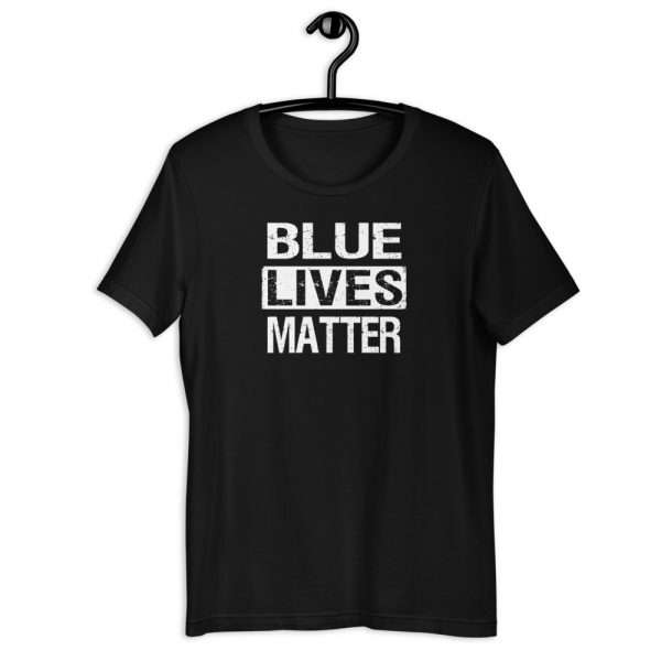 Blue Lives Matter Text Tee_Front Black