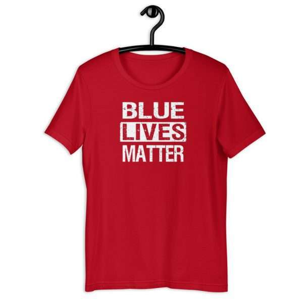 Blue Lives Matter Text Tee_Front Red